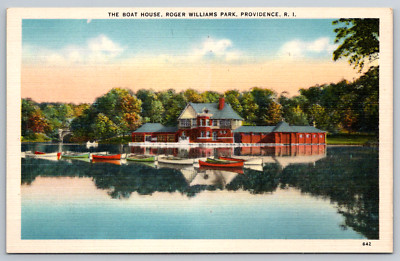 c1940s The Boat House Roger Williams Park Providence RI Linen Postcard