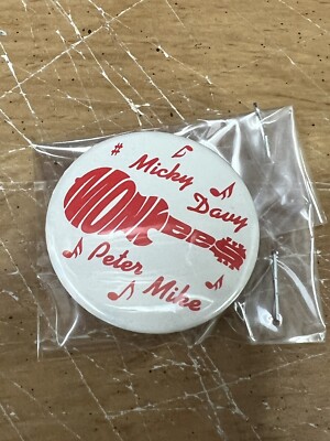 Vintage 1966The  Monkees Band Micky Davy Peter Mike 1.5''  Music Pin-Back Button