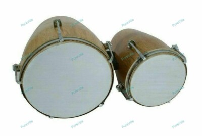 Volksmusikinstrument zweiteilig Bango Naturholz Bongo Trommel