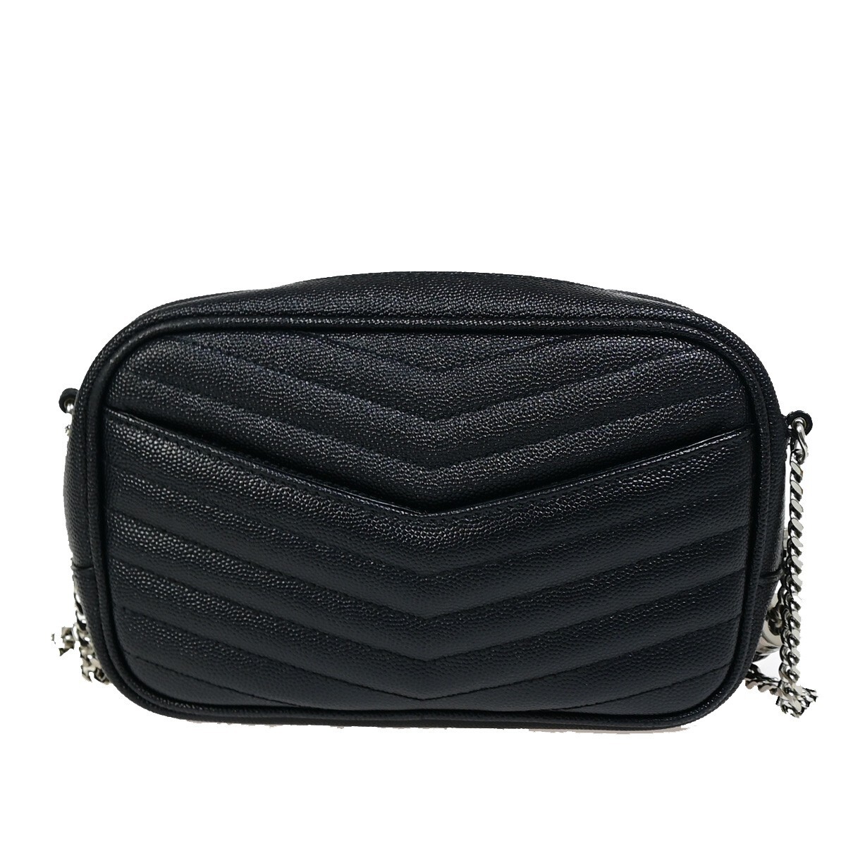 SAINT LAURENT YSL Logo Lou Catena Mini Borsa a Tracolla Pelle Nera SHW 675RJ866