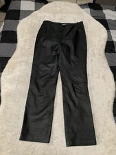 Vintage Newport News Womens Black Leather Straight Pants Size 12 Y2K