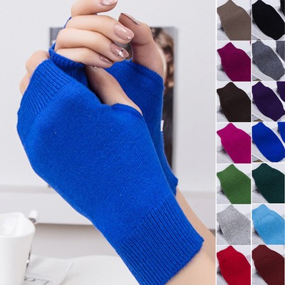 Ladies Super Soft Warm Fine Knit Thermal Fingerless Winter Gloves