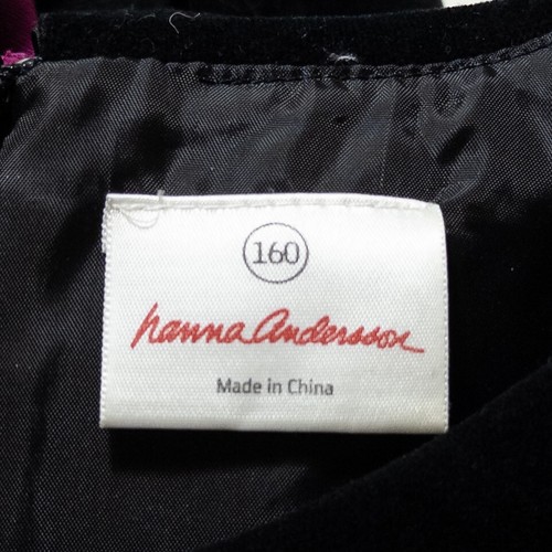 Hanna Andersson Dress 160 US 14 16 XL Black Red White Plaid Velvet Trim Rosettes - Picture 7 of 8