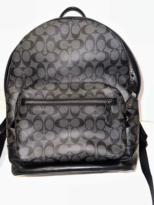 black coach canvas backpack Coach Men’s Large Court Backpack in Signature Canvas - Black