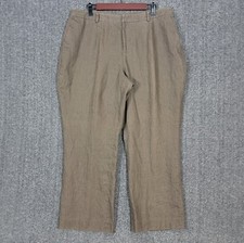 Lauren Ralph Lauren Pants Womens 18WP Brown 100 Linen Relaxed Straight Leg