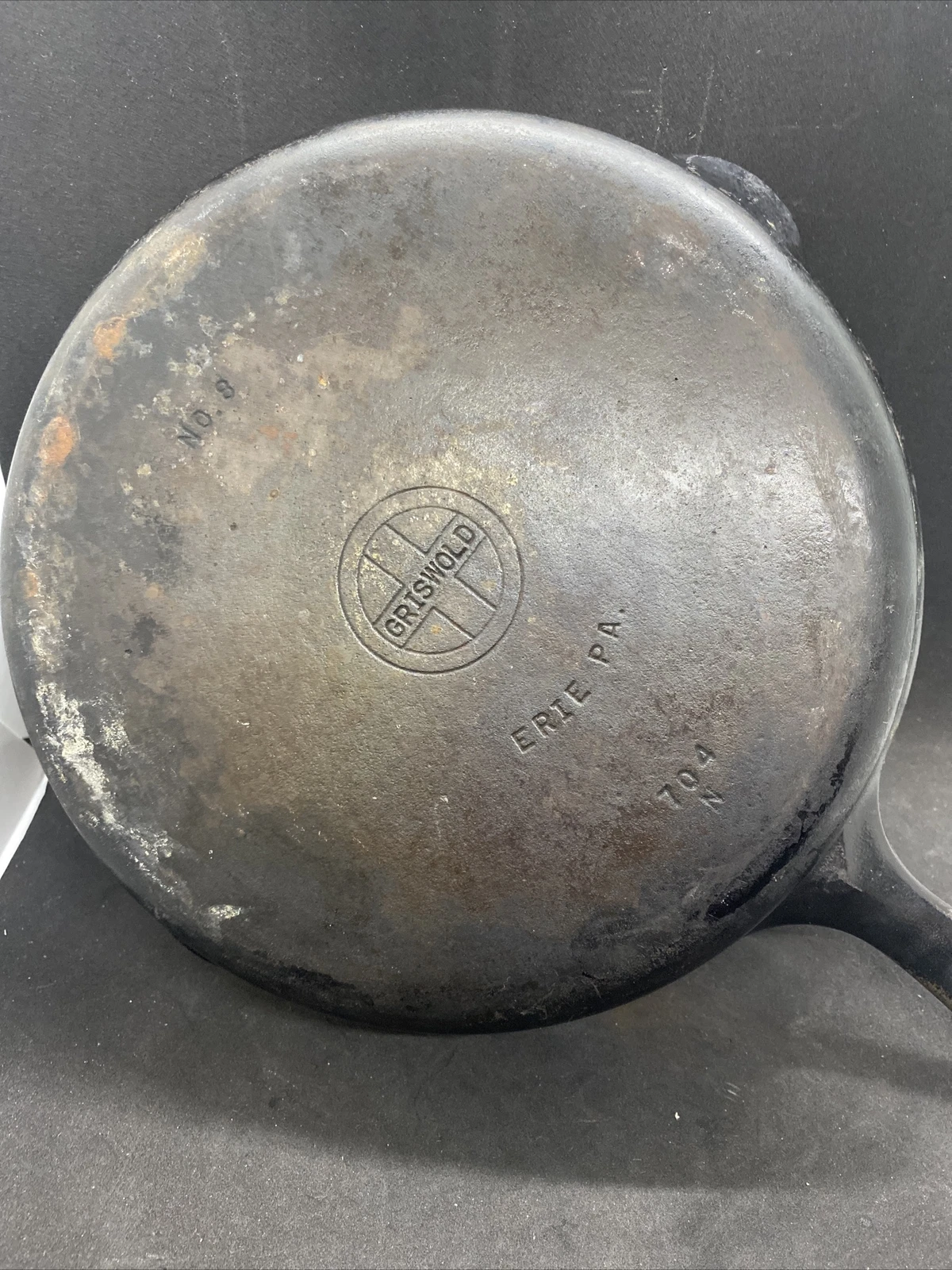 Griswold No 8 Erie PA 704 N Flat Bottom Skillet Cast Iron
