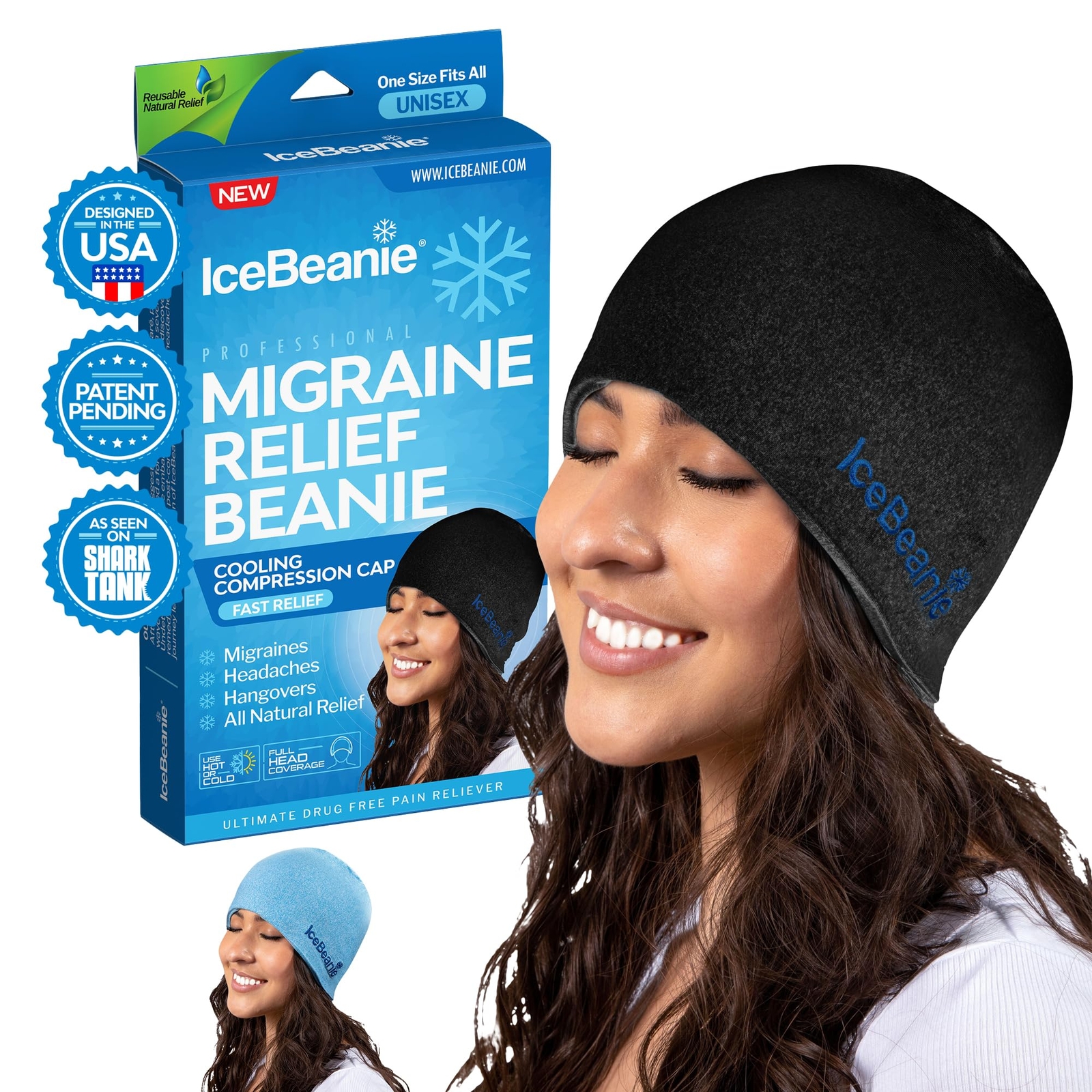 Migraine Relief Cap | As Seen on Shark Tank, Gel Headache Relief Cap, Extende...