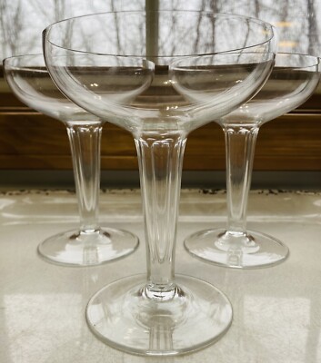 Imperial Glass Etiquette Hollow Stem Petal Cut Champagne Flute Barware Set Of 3