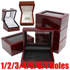 1-7 Holes Championship Ring Display Case Box Wooden Collection Storage Box ##F
