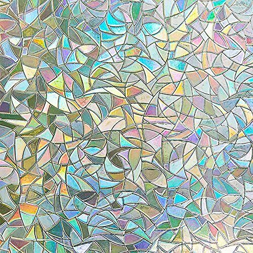 17.5″X78.7″ Privacy Decor Window Film Rainbow Cling Holographic No Glue Frosted