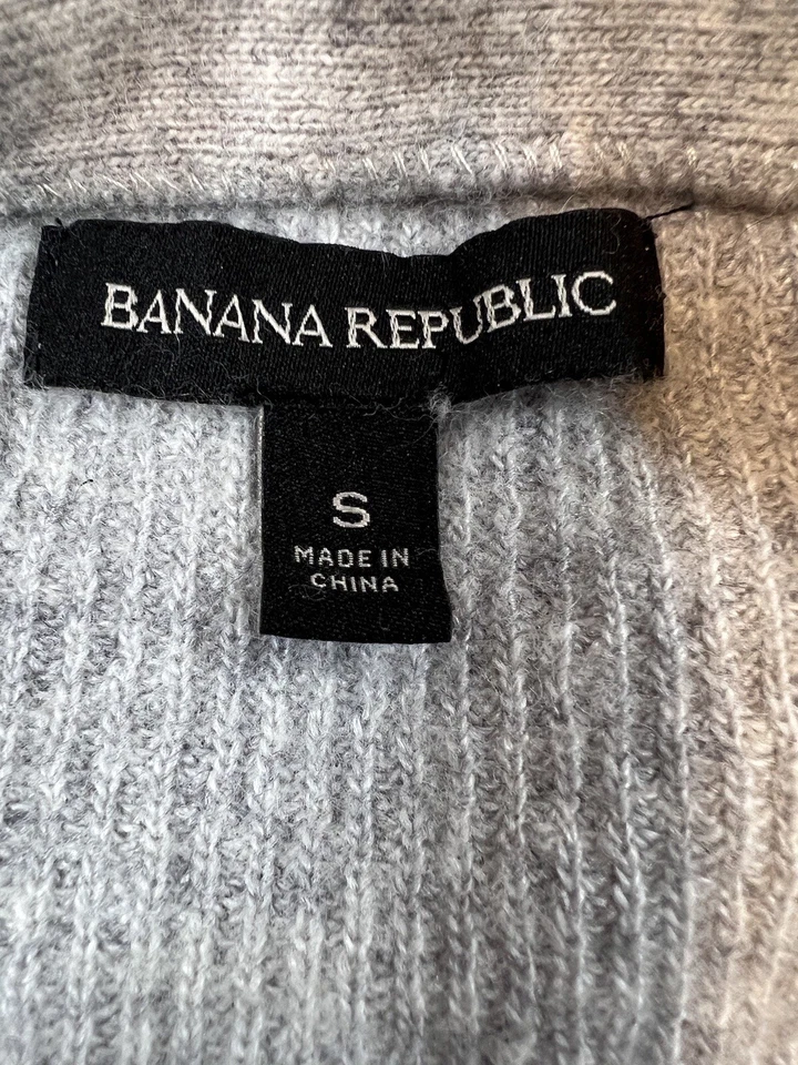 Cárdigan acanalado manga larga Banana Republic suéter gris con cinturón para mujer talla S” Foto 2 de 4
