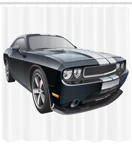 Cars Shower Curtain Black Modern Ride Design Print For Bathroom 84 Extralong Ebay