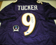 JUSTIN TUCKER BALTIMORE RAVENS HOF KICKER BECKETT/COA SIGNED JERSEY