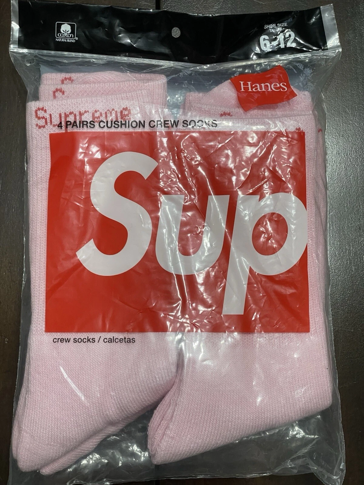 Lot de 4 chaussettes d'équipage roses Supreme Hanes taille 6 12