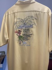 Vtg. Tommy Bahama Beach/Fishing/Cigar 100 Silk Button Down Men's Shirt L LQQK