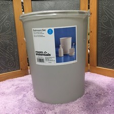 Room Essentials Bathroom Accessory Set 3 Pc Gray Trash Can Soap Dispenser Dorm