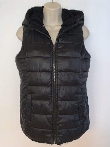 hooded Reversible Vest Faux Fur 