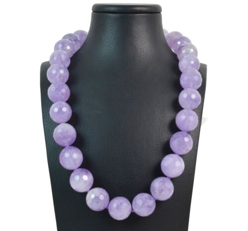 925 Silver Closed Faceted Amethyst Necklace. Made in Italy - Picture 1 of 3