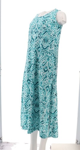 Denim& Co Printed Textured Knit Petite Maxi Dress Bright Aqua PS NWOT (505) - Picture 2 of 9