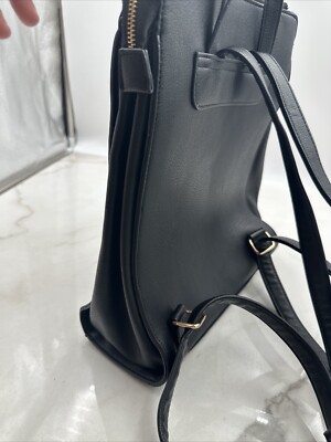 ALDO Backpack Purse Faux Leather Black Pebble Gold Hardware Inner Pockets ALDO Backpack Purse Faux Leather Black Pebble Gold Hardware  main image 4