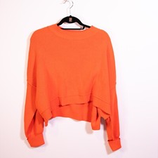 Free People Easy Street Tunic Cotton Blend Stretch Ribbed Knit Pullover Sweater