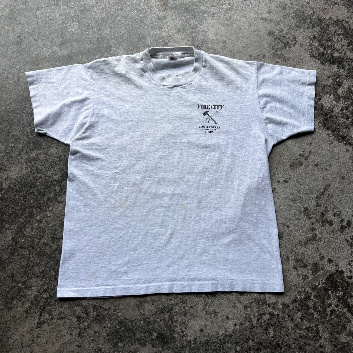 Vintage 90s 1992 LA Los Angeles Riots Fire City Graphic T Shirt