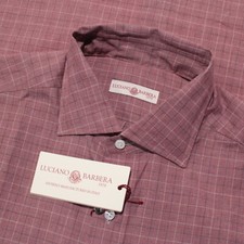 Luciano Barbera NWT Casual Button Down Shirt Size M Red/Multi Check 100 Cotton