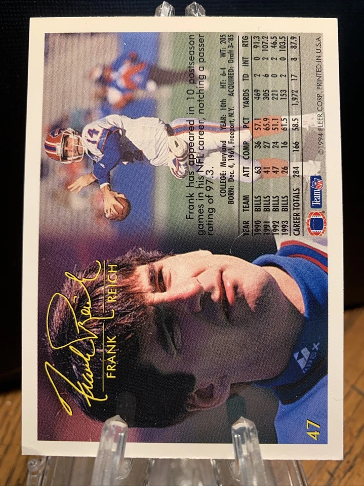 1994 Fleer Football #47 Frank Reich - Image 2 of 2