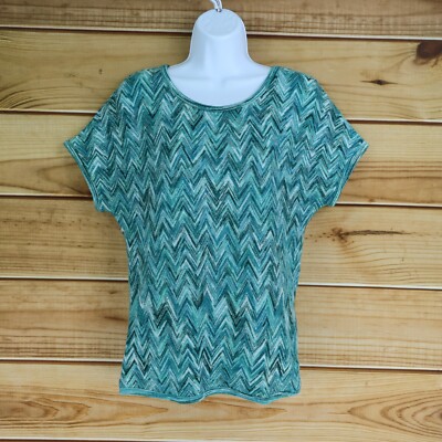 Geometric Pattern Knitted Top - blue