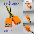 2pc H7 Female Pigtail Ceramic Headlight Fog Light Connector Plug Adapter Socket