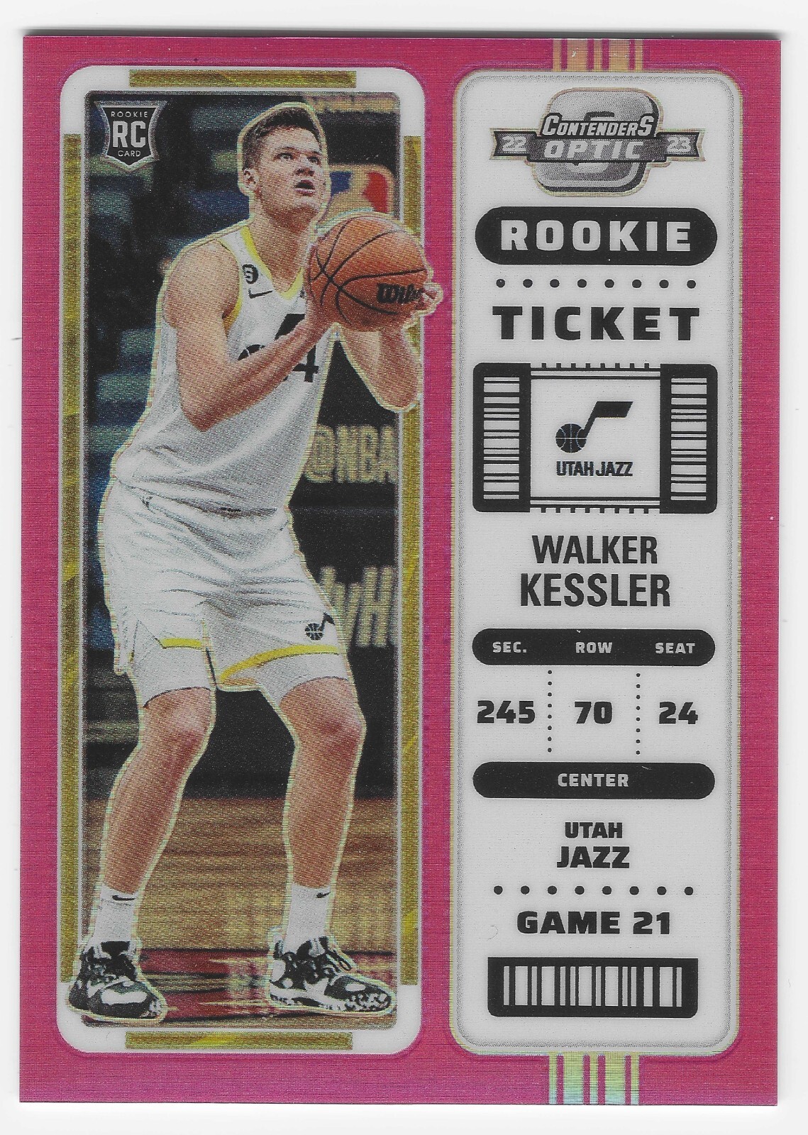Walker Kessler 2022-23 Panini Contenders Optic Rookie Ticket #1 Pink RC SP /75