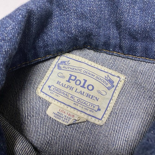 Polo Ralph Lauren Denim Trucker Jacket American Flag Patch Youth Size Lg (14-16) - Picture 3 of 15