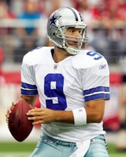 Cartel de uniforme retro con impresión de foto de fútbol americano de los Dallas Cowboys Tony Romo 8x10