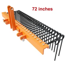 72" Pine Straw Needle Rake 3 Point Hitch Landscape Rake for Cat 0 Cat 1 Tractor