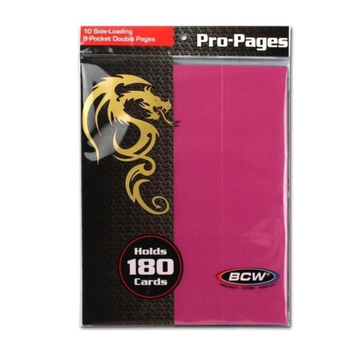 Side Loading 18 Pocket Pro 10 Album Binder Pages Pink MTG Trading Cards By BCW - Picture 2 of 2
