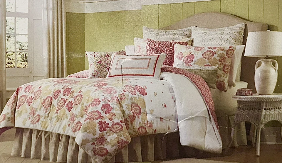 Juego de edredón de 4 piezas Mary Jane’s Farm Vintage Rose Queen Farmhouse Shabby Chic Foto 2 de 4