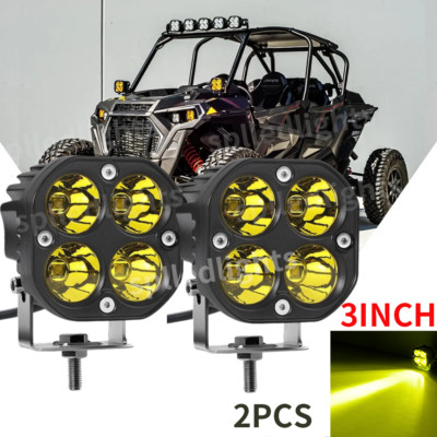 2X Fit Can-Am Maverick X3 3inch LED Cube Work Light Bar Spot Pods Driving Yellow