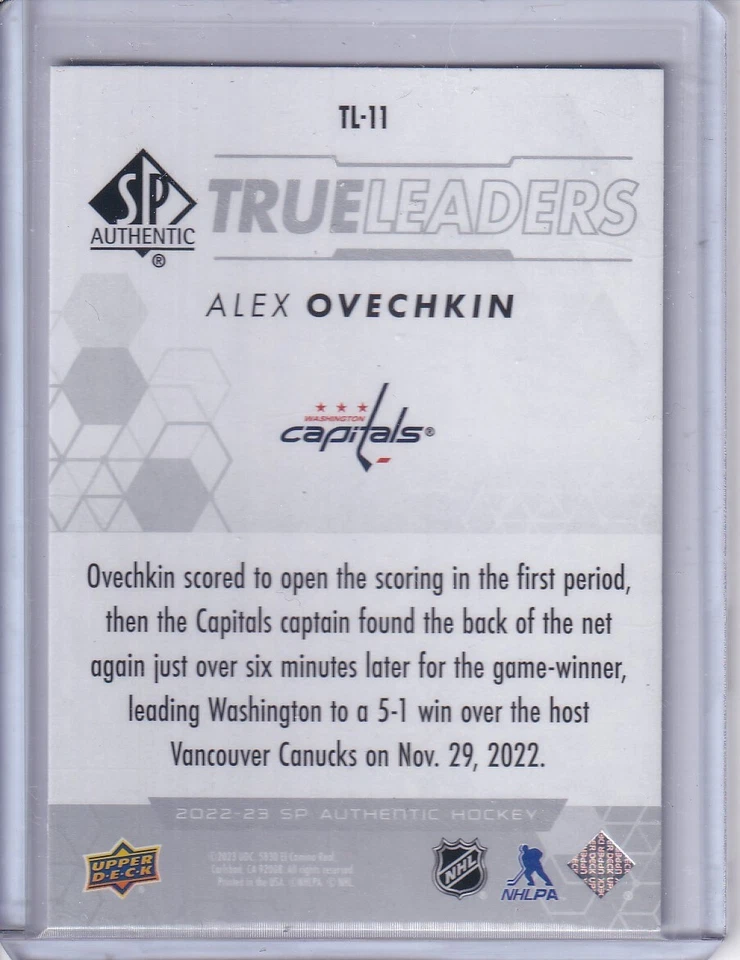 2022-23 SP Authentic True Leaders Alex Ovechkin Washington Capitals #TL-11 - Image 2 of 2