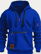 Men  s Casual Black Hoodie with Zipper Pockets, Lightweight Outdoor Wear