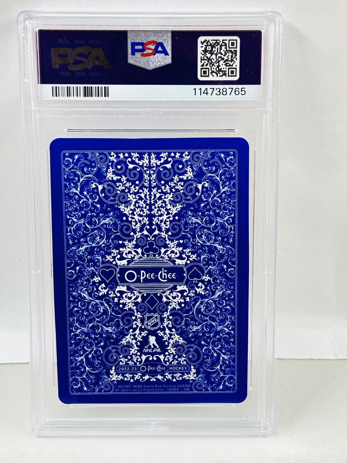 2022 O-PEE-CHEE Auston Matthews P/C Ace of Hearts PSA 10 view 2
