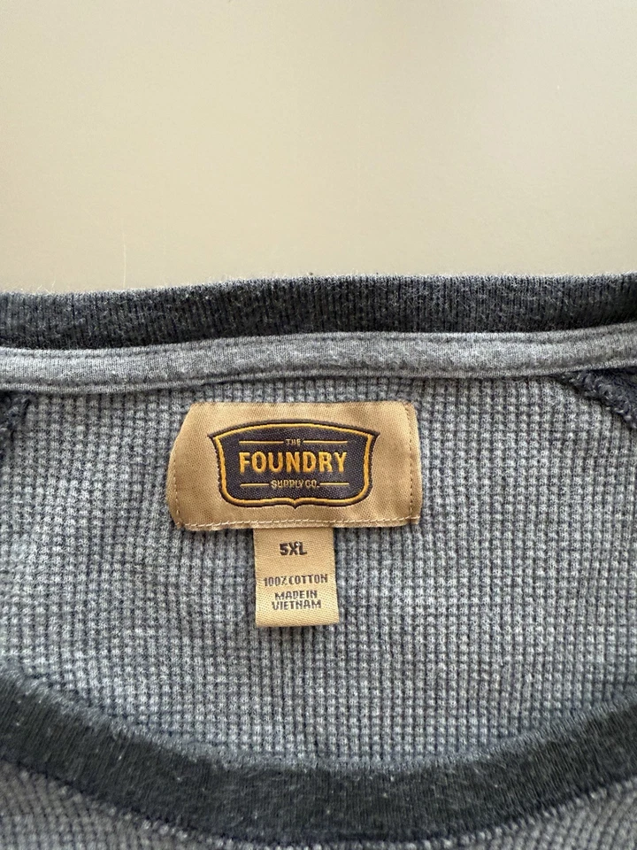The Foundry Gray Thermal Waffle Knit Shirt 5XL Cotton Long Sleeve Base Layer - Image 3 of 4