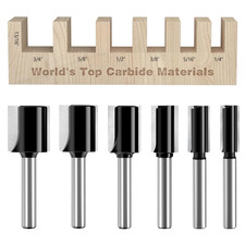 Straight Router Bit Set 1/4 Shank, 6Pcs Double Flute Dado Straight Cut Router Bi
