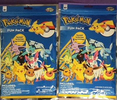 Lot of 2 Pokemon Fun Pack Activity Set Coloring Stencil Stickers NEW