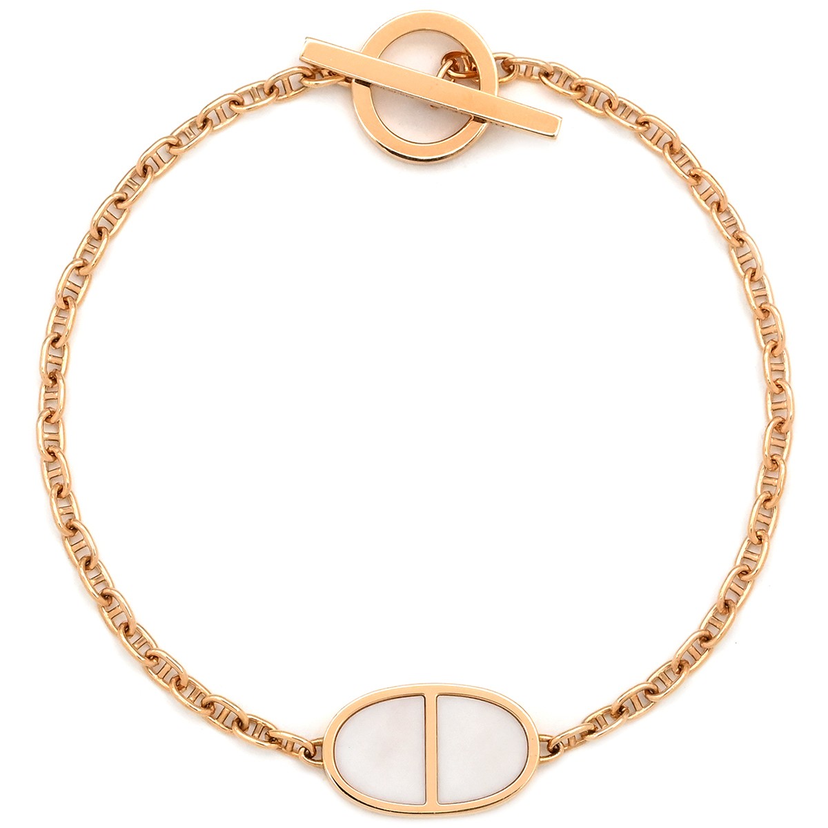 Hermes Chaine d'Ancre Verso K18PG Gold ST Pink 18K 750 Bracelet 131410