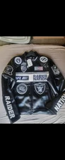 NFL Raiders Faux Leather Jacket with Patchwork Design
