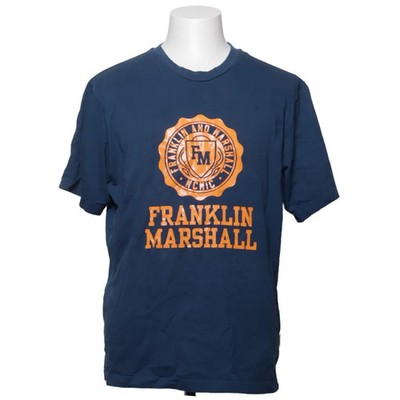 Franklin & Marshall, T-shirt, Größe: L, Blau/Orange, Baumwolle, Print #N4C