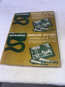 Lot of 2 Vintage Speedball Linoleum Cutters Assortment No. 2 Product No. 4132