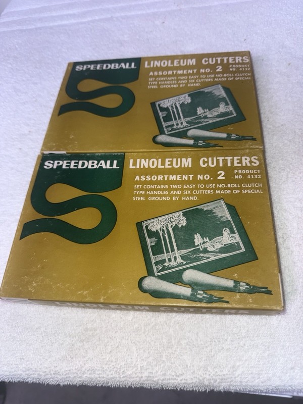 Lot of 2 Vintage Speedball Linoleum Cutters Assortment No. 2 Product No. 4132