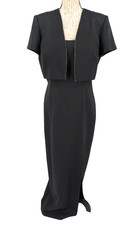 CRIMSON by Laurence Kurta SIZE 10 Black Two Piece Maxi Rhinestones VTG EXCELLENT