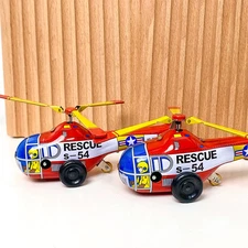 Antique Wind Up Toys Tin Airplane Models MS653 Helicopter Metal Models Kids Gift